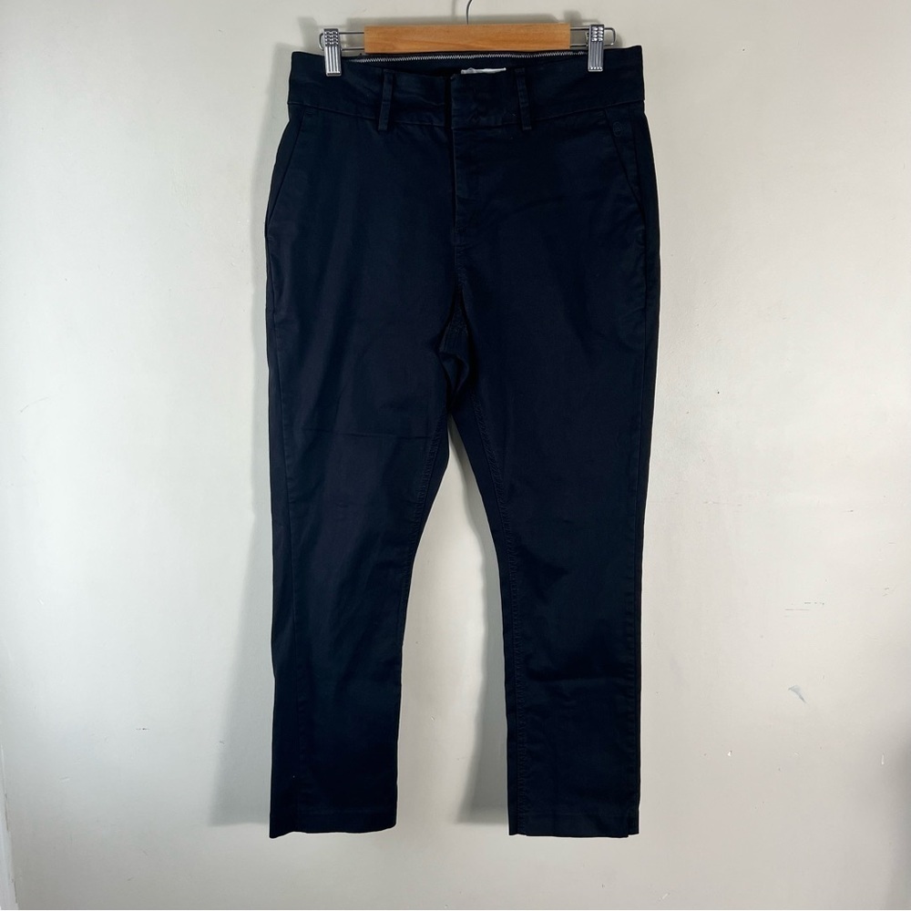 KOTN Womens Trouser Pants Size 10 Black Twill Egyptian Cotton Tapered Leg Pocket